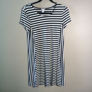 Intro Striped Slip Dress Black and White Petite PS